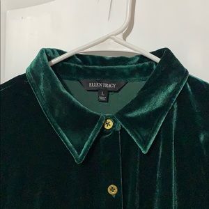 💚green VELVET shirt ELLEN TRACY💚